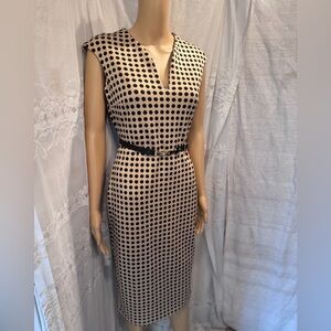 New York & Company Black and Cream Polka Dot Midi Dress